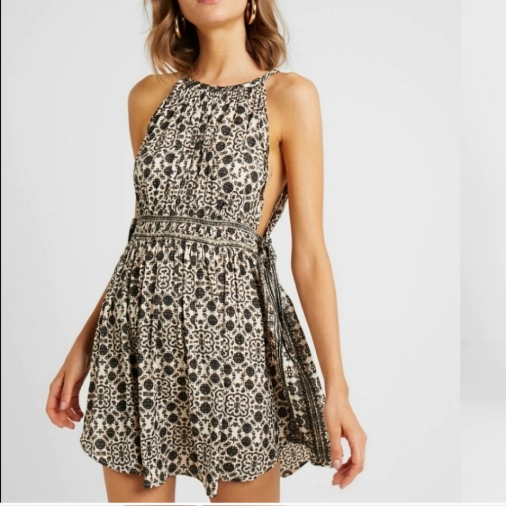 Free People Black and Cream High Low Dress